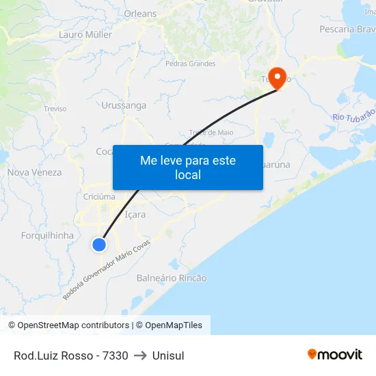 Rod.Luiz Rosso - 7330 to Unisul map