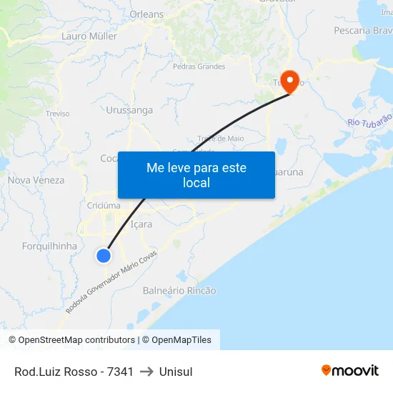 Rod.Luiz Rosso - 7341 to Unisul map