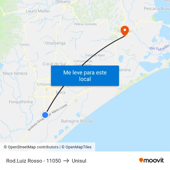 Rod.Luiz Rosso - 11050 to Unisul map