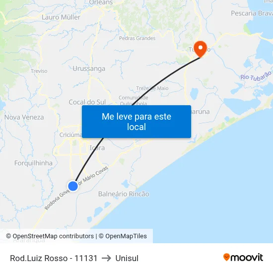 Rod.Luiz Rosso - 11131 to Unisul map