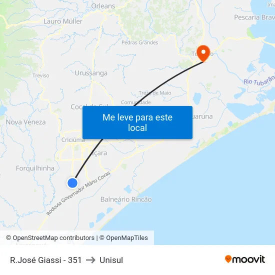 R.José Giassi - 351 to Unisul map