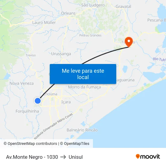 Av.Monte Negro - 1030 to Unisul map