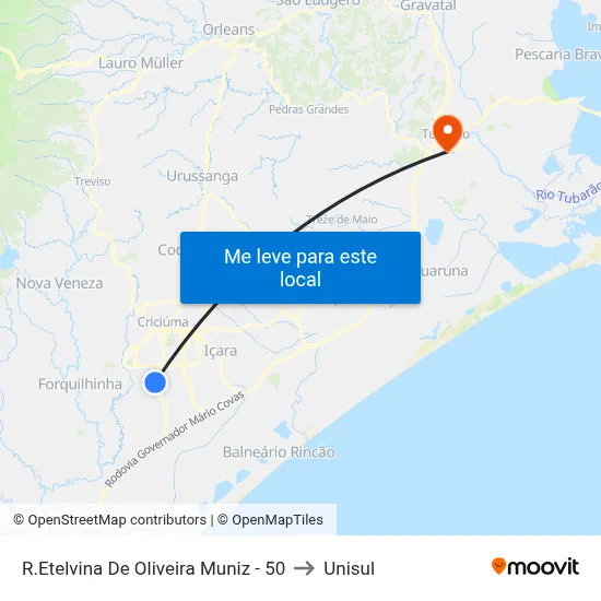 R.Etelvina De Oliveira Muniz - 50 to Unisul map