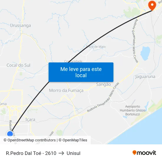 R.Pedro Dal Toé - 2610 to Unisul map