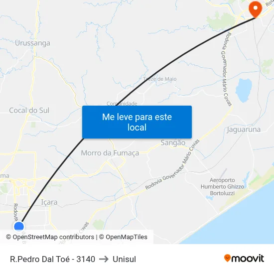 R.Pedro Dal Toé - 3140 to Unisul map