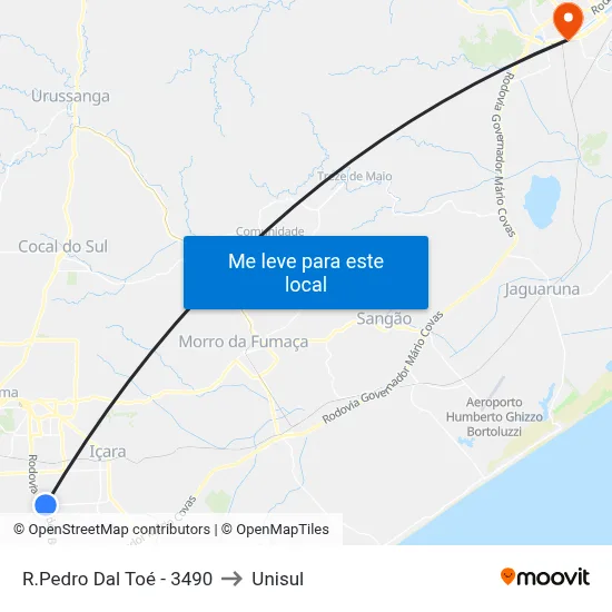 R.Pedro Dal Toé - 3490 to Unisul map