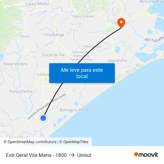 Estr.Geral Vila Maria - 1800 to Unisul map