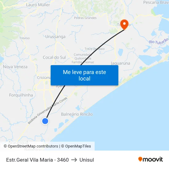 Estr.Geral Vila Maria - 3460 to Unisul map