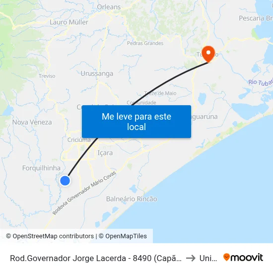 Rod.Governador Jorge Lacerda - 8490 (Capão Bonito) to Unisul map