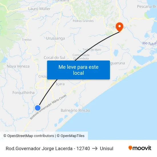 Rod.Governador Jorge Lacerda - 12740 to Unisul map