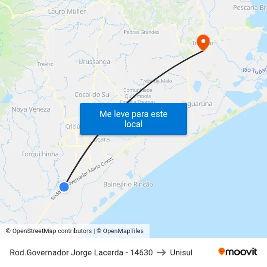 Rod.Governador Jorge Lacerda - 14630 to Unisul map