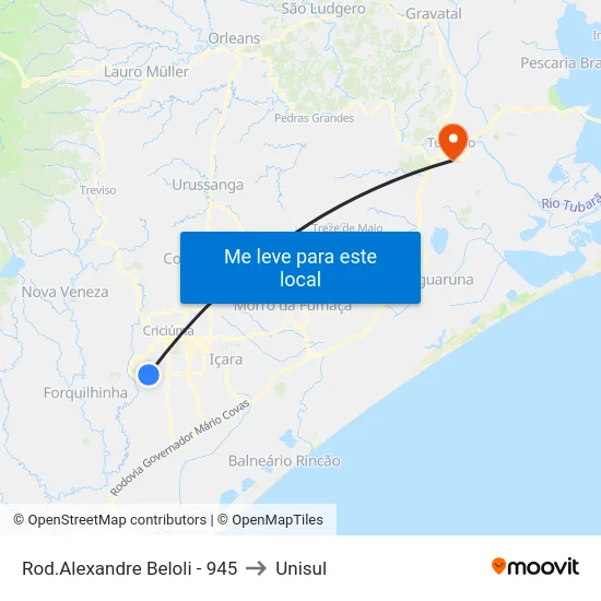 Rod.Alexandre Beloli - 945 to Unisul map