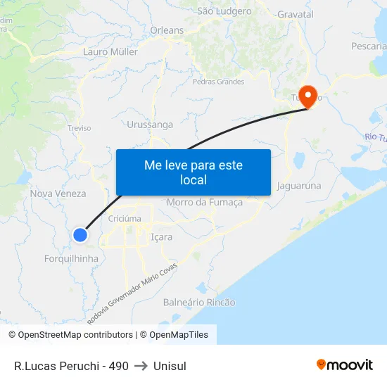 R.Lucas Peruchi - 490 to Unisul map