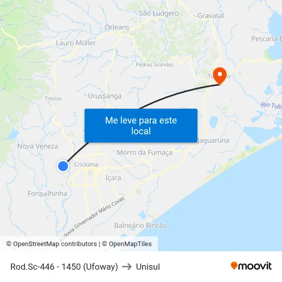 Rod.Sc-446 - 1450 (Ufoway) to Unisul map