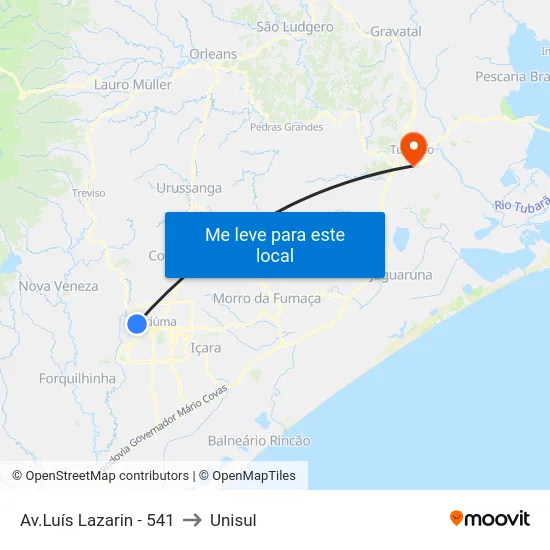 Av.Luís Lazarin - 541 to Unisul map