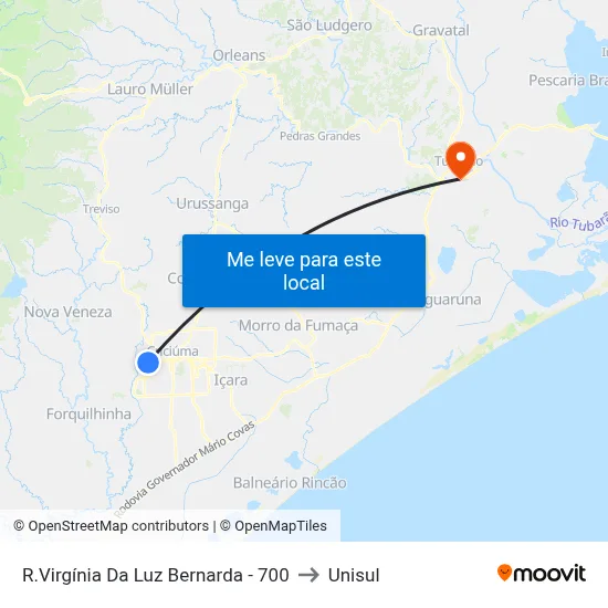 R.Virgínia Da Luz Bernarda - 700 to Unisul map