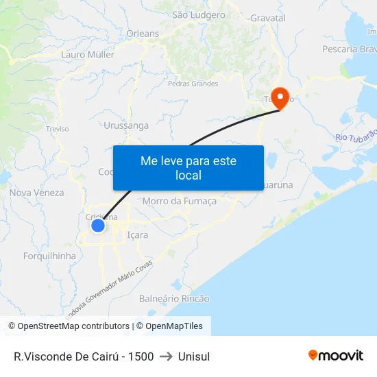 R.Visconde De Cairú - 1500 to Unisul map