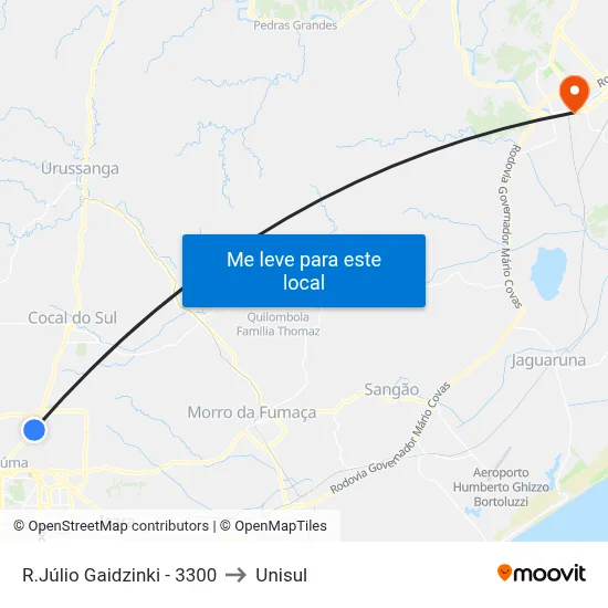 R.Júlio Gaidzinki - 3300 to Unisul map