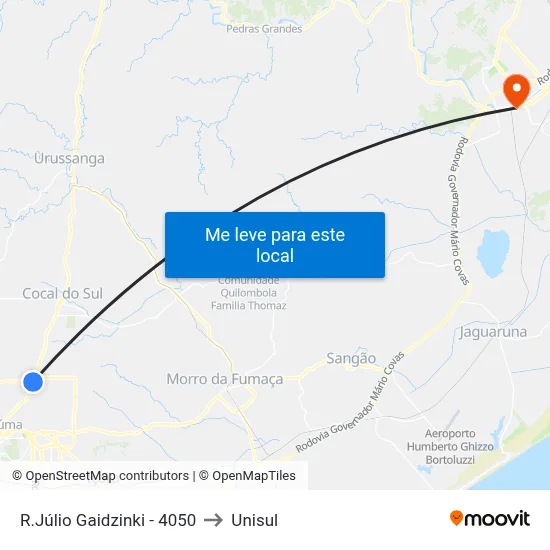 R.Júlio Gaidzinki - 4050 to Unisul map