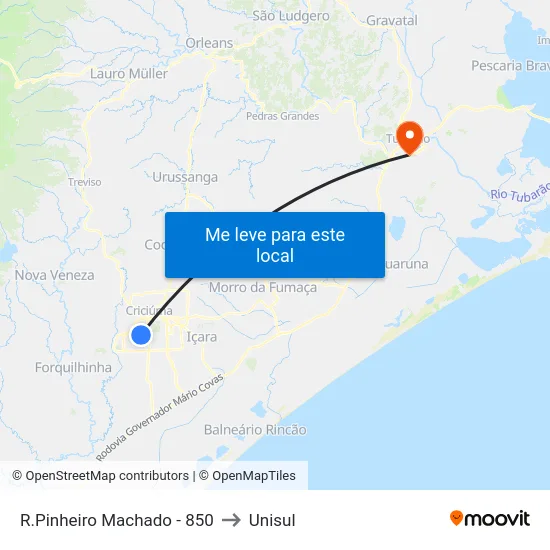 R.Pinheiro Machado - 850 to Unisul map