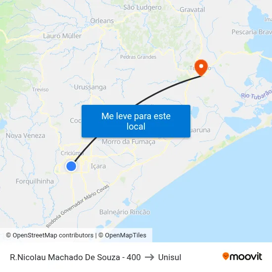 R.Nicolau Machado De Souza - 400 to Unisul map