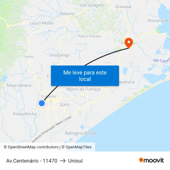 Av.Centenário - 11470 to Unisul map