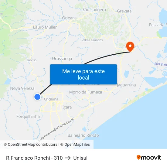 R.Francisco Ronchi - 310 to Unisul map