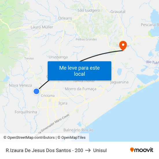 R.Izaura De Jesus Dos Santos - 200 to Unisul map