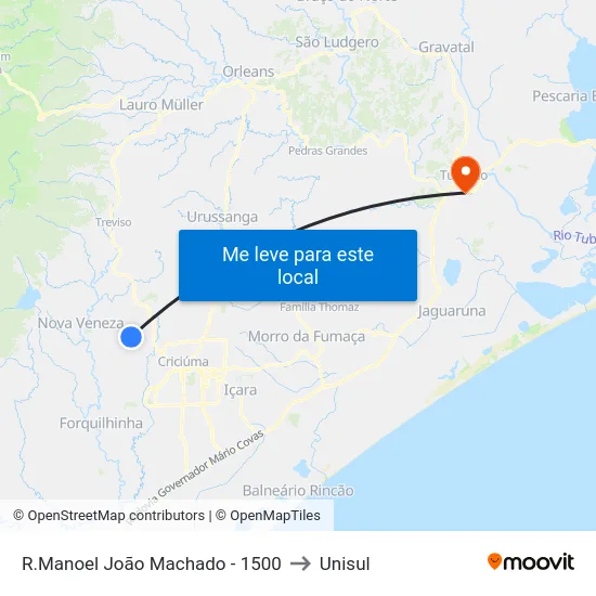 R.Manoel João Machado - 1500 to Unisul map