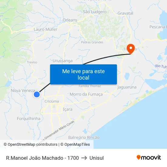 R.Manoel João Machado - 1700 to Unisul map