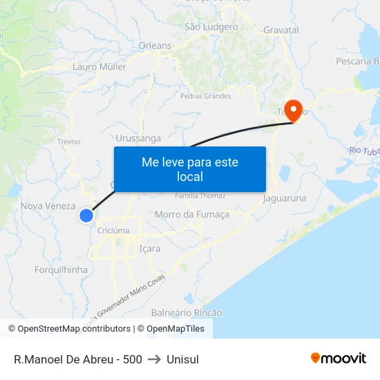 R.Manoel De Abreu - 500 to Unisul map