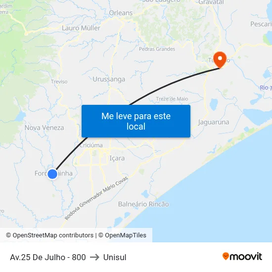 Av.25 De Julho - 800 to Unisul map