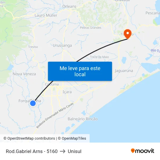 Rod.Gabriel Arns - 5160 to Unisul map