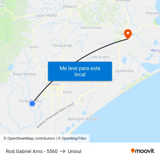 Rod.Gabriel Arns - 5560 to Unisul map