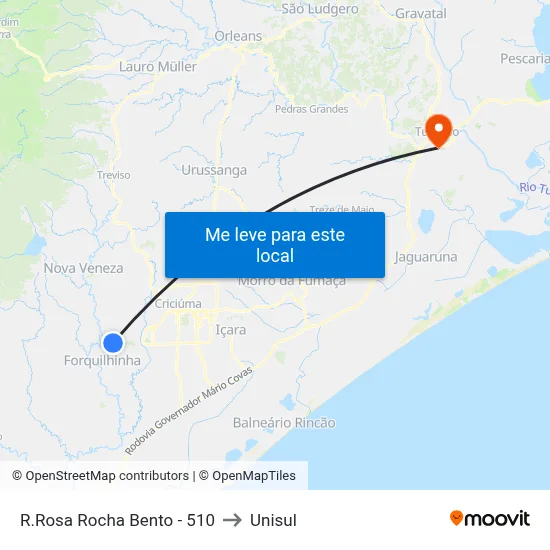 R.Rosa Rocha Bento - 510 to Unisul map