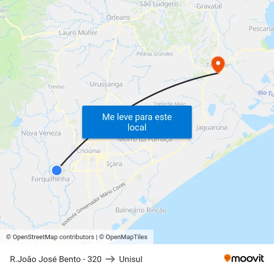 R.João José Bento - 320 to Unisul map