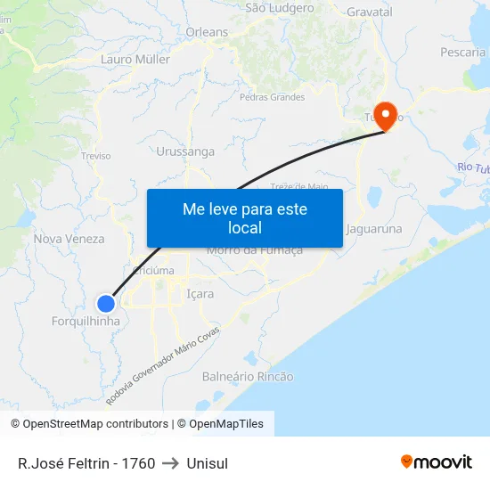 R.José Feltrin - 1760 to Unisul map