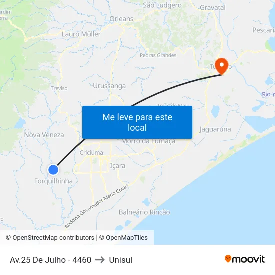 Av.25 De Julho - 4460 to Unisul map