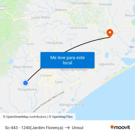 Sc-443 - 1240(Jardim Florença) to Unisul map