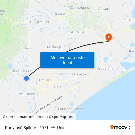 Rod.José Spilere - 2071 to Unisul map