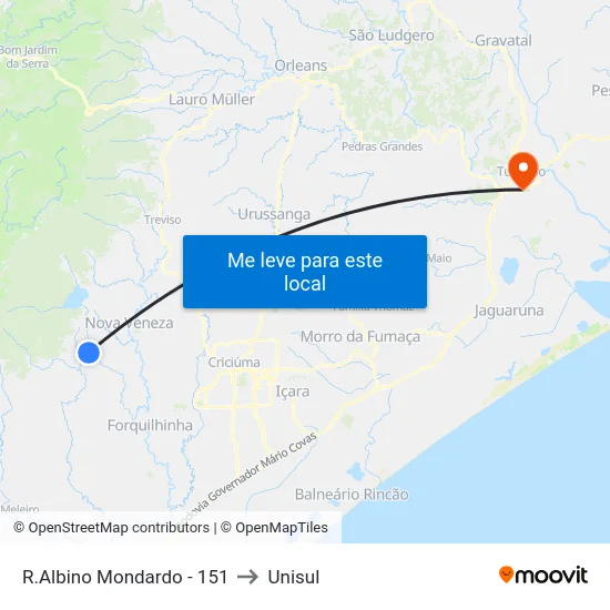 R.Albino Mondardo - 151 to Unisul map