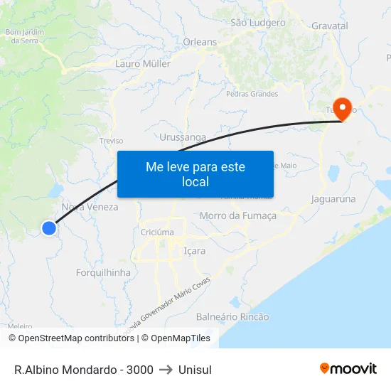 R.Albino Mondardo - 3000 to Unisul map