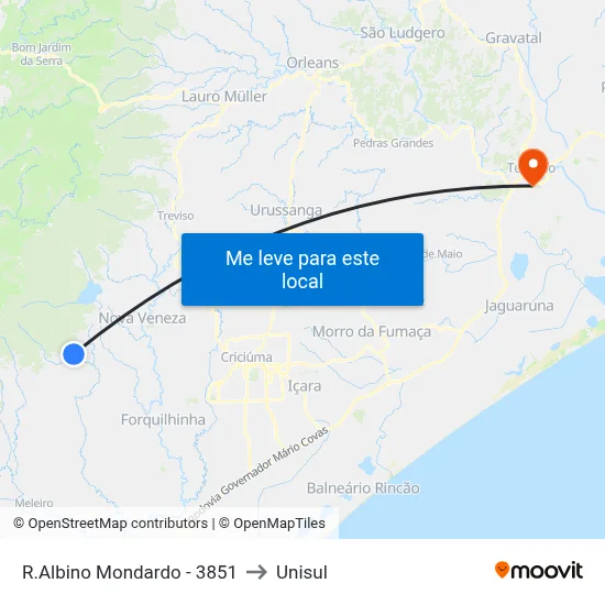 R.Albino Mondardo - 3851 to Unisul map