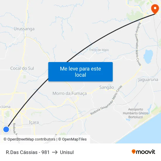 R.Das Cássias - 981 to Unisul map