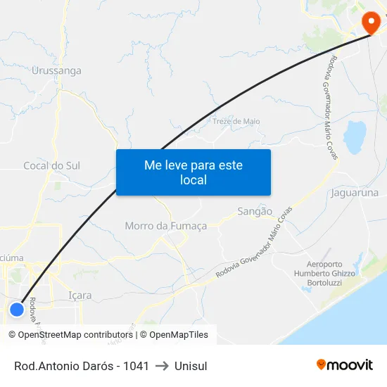 Rod.Antonio Darós - 1041 to Unisul map