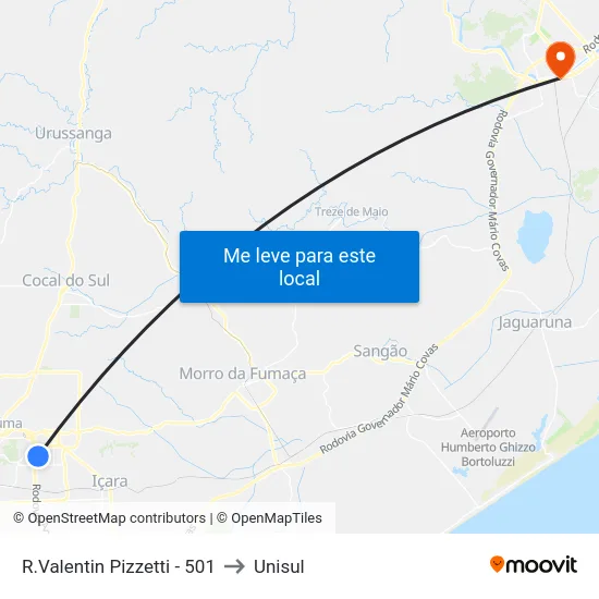 R.Valentin Pizzetti - 501 to Unisul map