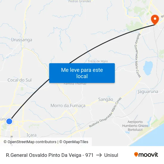 R.General Osvaldo Pinto Da Veiga - 971 to Unisul map