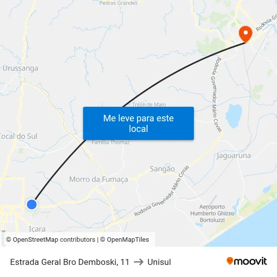 Estrada Geral Bro Demboski, 11 to Unisul map
