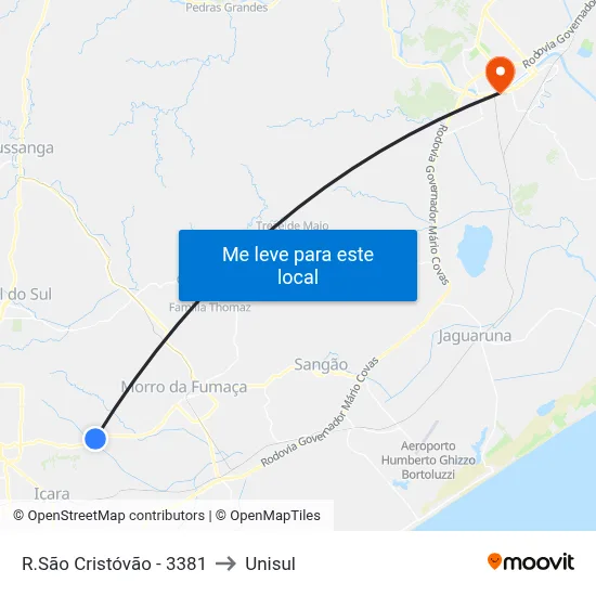 R.São Cristóvão - 3381 to Unisul map