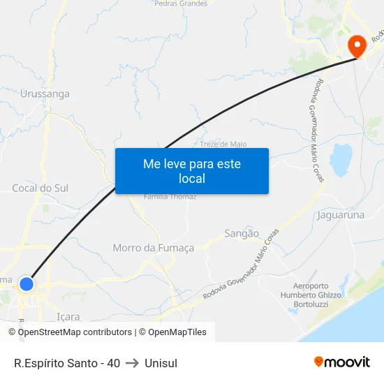 R.Espírito Santo - 40 to Unisul map